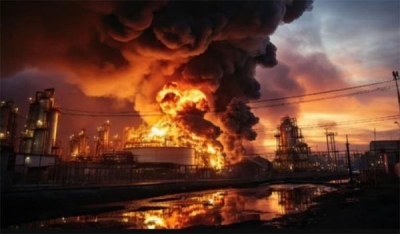 В российском Омске горят емкости с нефтепродуктами